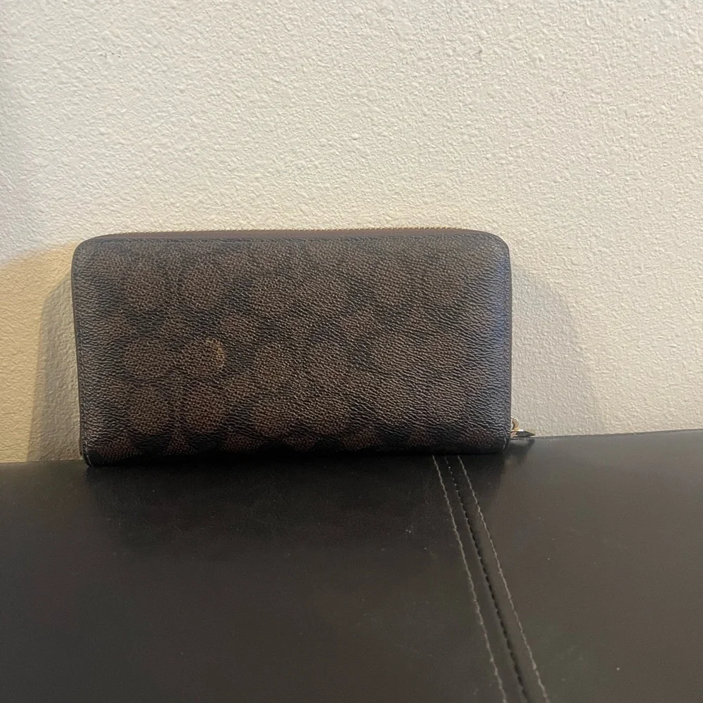 Coach Dark Brown Zip-Around Wallet - Picture 2 of 4